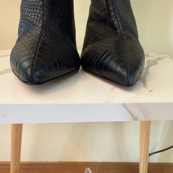 Schutz Maryana Black Croc Knee High Boots, NWOB, Size 5 - Picture 6 of 11